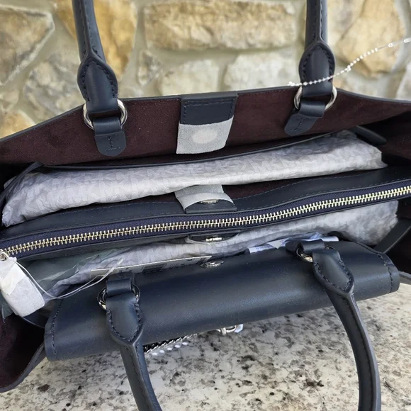 Michael Kors Hamilton Legacy Large Belted Blue Satchel - Picture 5 of 7